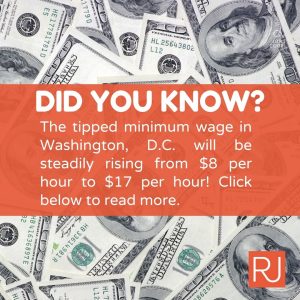 tipped minimum wage requirements for employers throughout the DMV